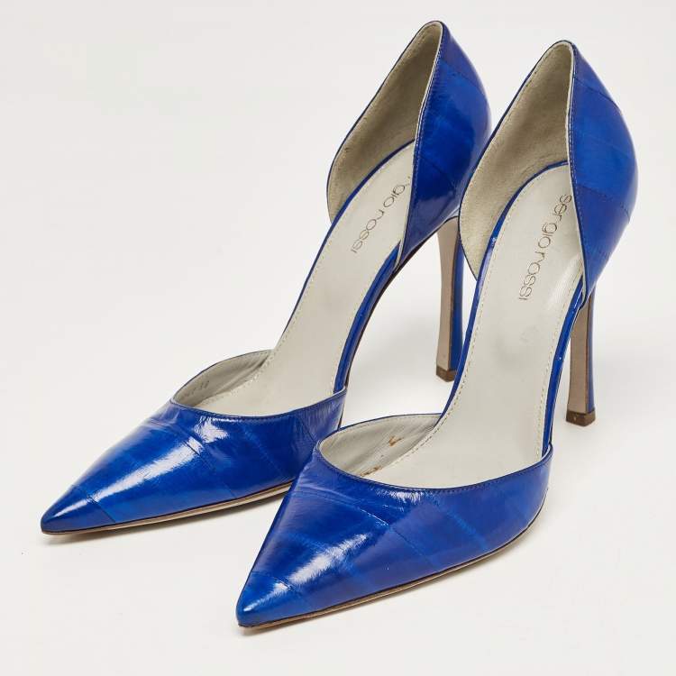 Pre Owned Sergio Rossi Blue Eel D'orsay Pumps Size 38