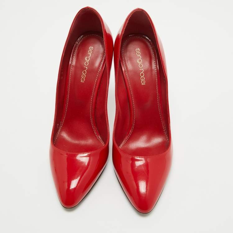 Pre Owned Sergio Rossi Red Patent Leather Pumps Size 38