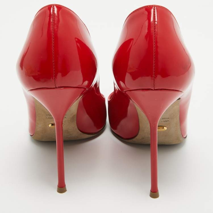 Pre Owned Sergio Rossi Red Patent Leather Pumps Size 38