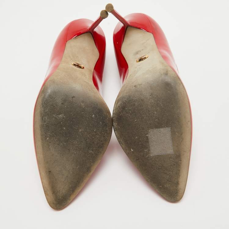 Pre Owned Sergio Rossi Red Patent Leather Pumps Size 38