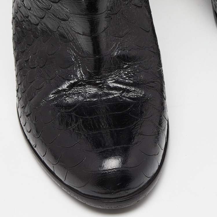 Pre Owned Sergio Rossi Black Snakeskin Embossed Leather Over The Knee Length Boots Size 37