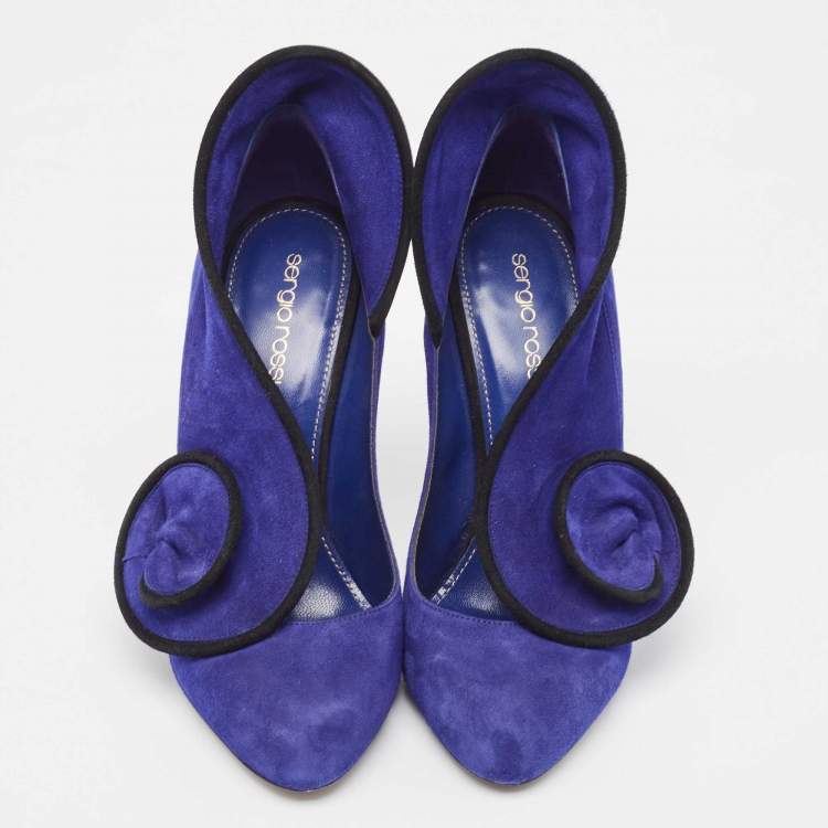 Pre Owned Sergio Rossi Blue Suede Twirl Pumps Size 37