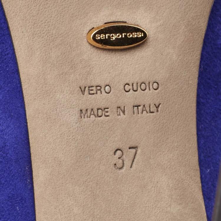 Pre Owned Sergio Rossi Blue Suede Twirl Pumps Size 37