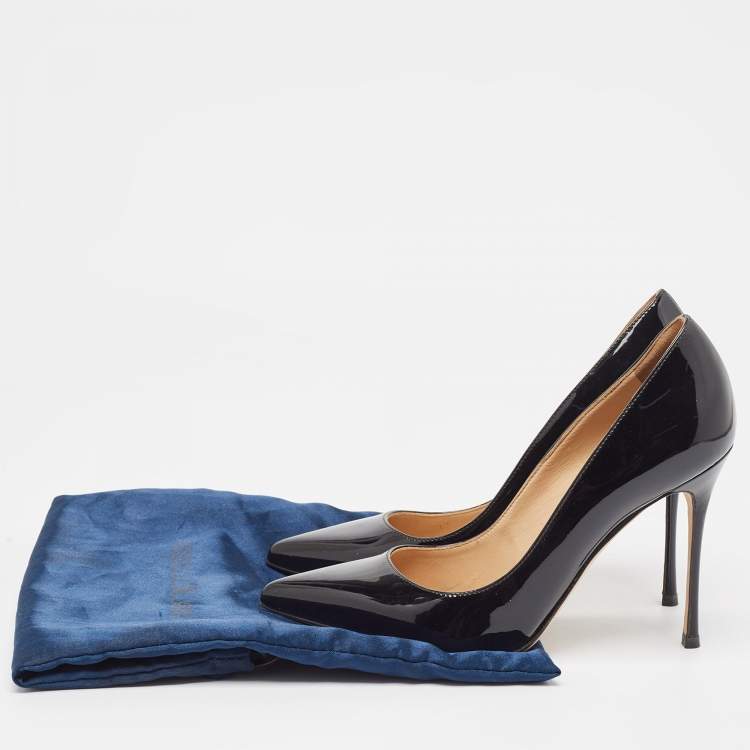 مملوكة مسبقًا Sergio Rossi Black Patent Leather Pointed Toe Pumps Size 36