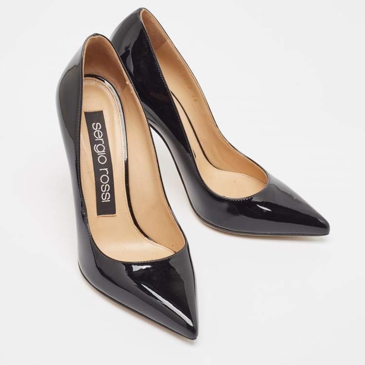 مملوكة مسبقًا Sergio Rossi Black Patent Leather Pointed Toe Pumps Size 36
