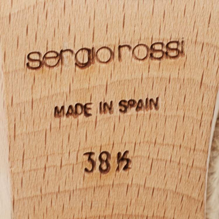 Pre Owned Sergio Rossi Brown Leather Platform Slingback Sandals Size 38.5