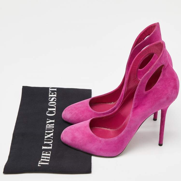 Pre Owned Sergio Rossi Pink Suede Oblo Cut Out Pumps Size 39