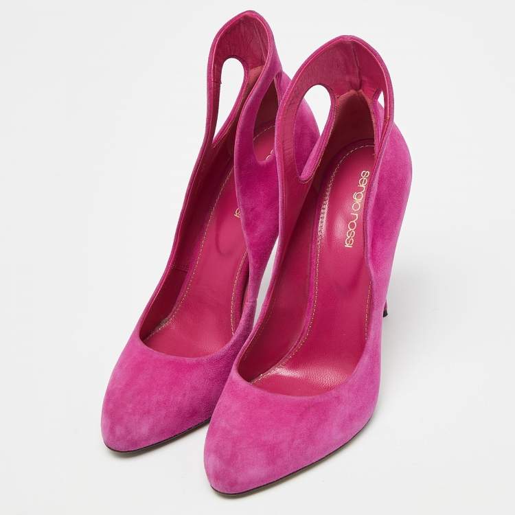 Pre Owned Sergio Rossi Pink Suede Oblo Cut Out Pumps Size 39