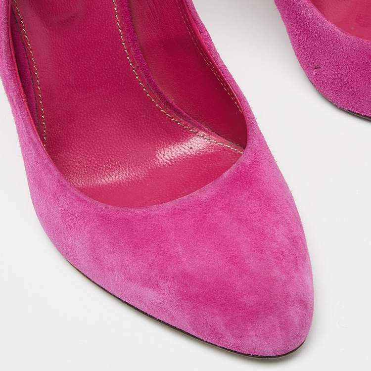 Pre Owned Sergio Rossi Pink Suede Oblo Cut Out Pumps Size 39