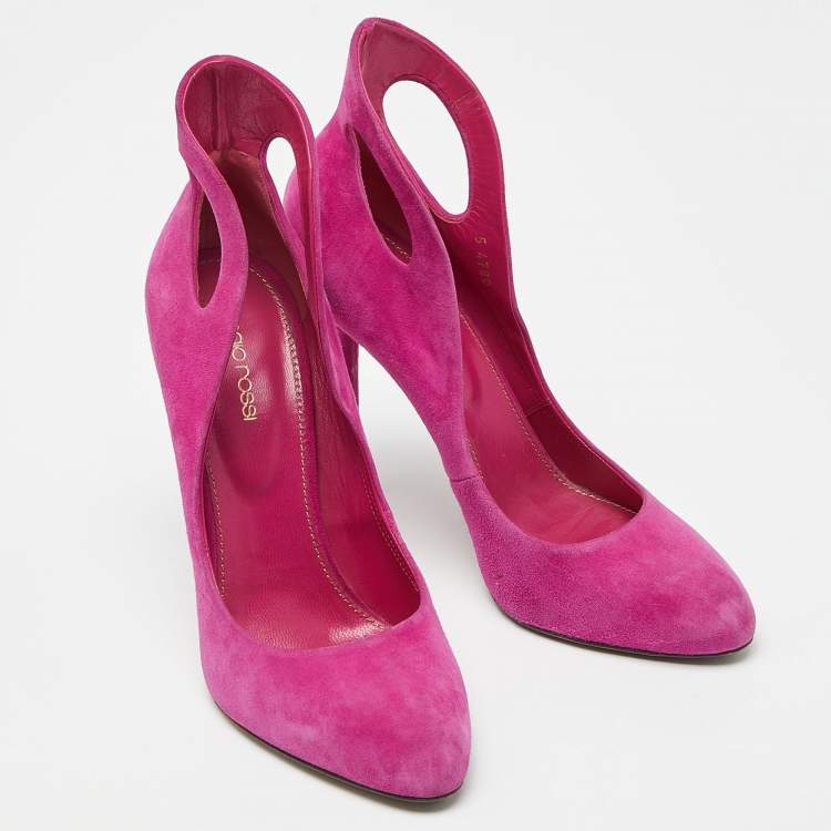 Pre Owned Sergio Rossi Pink Suede Oblo Cut Out Pumps Size 39