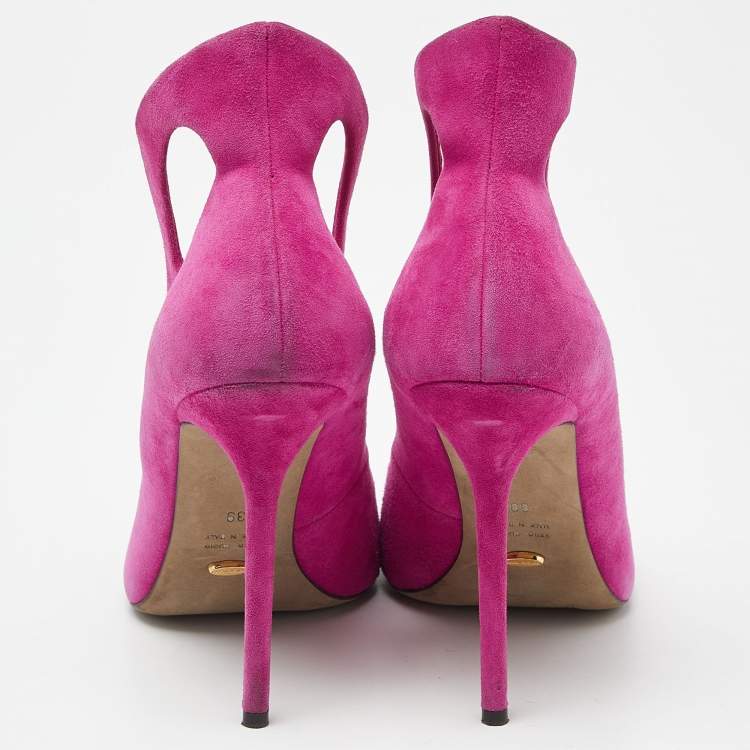 Pre Owned Sergio Rossi Pink Suede Oblo Cut Out Pumps Size 39