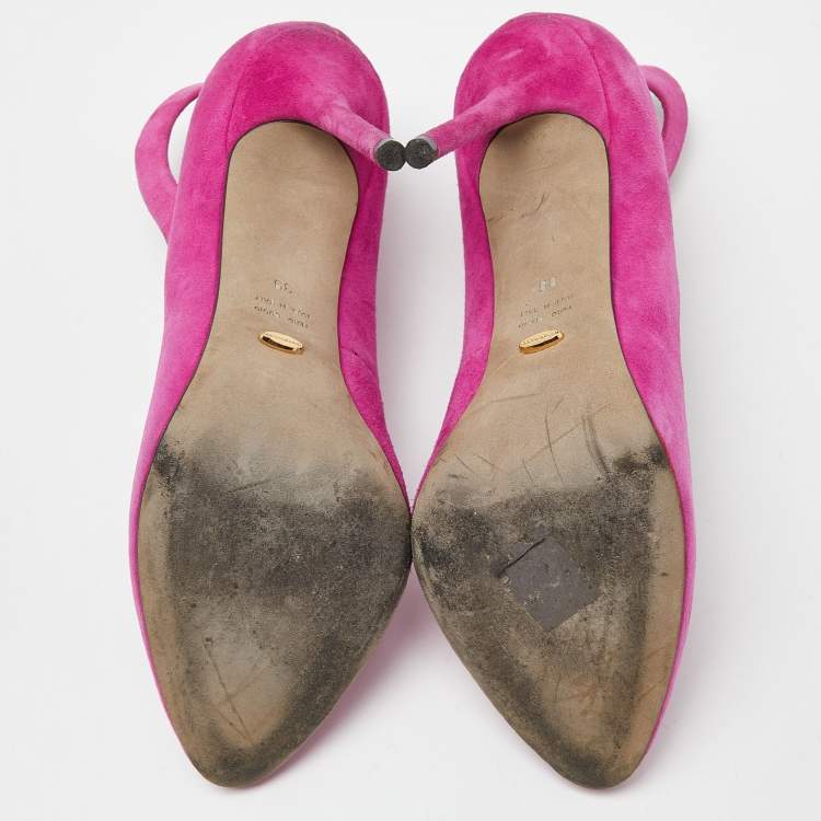 Pre Owned Sergio Rossi Pink Suede Oblo Cut Out Pumps Size 39