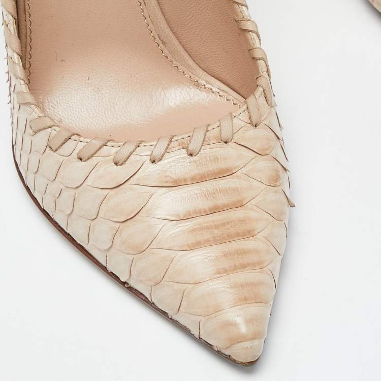مملوكة مسبقًا Sergio Rossi Brown Python and Suede Platform Pumps Size 39