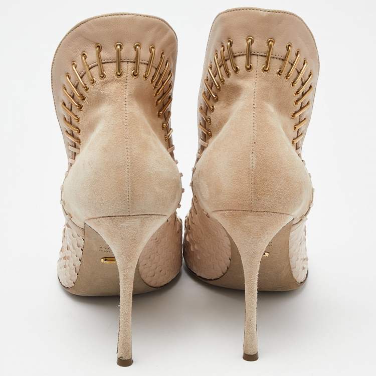 مملوكة مسبقًا Sergio Rossi Brown Python and Suede Platform Pumps Size 39