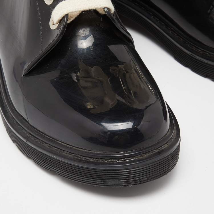 Pre Owned Sergio Rossi Black Rubber Lace Up Ankle Boots Size 40
