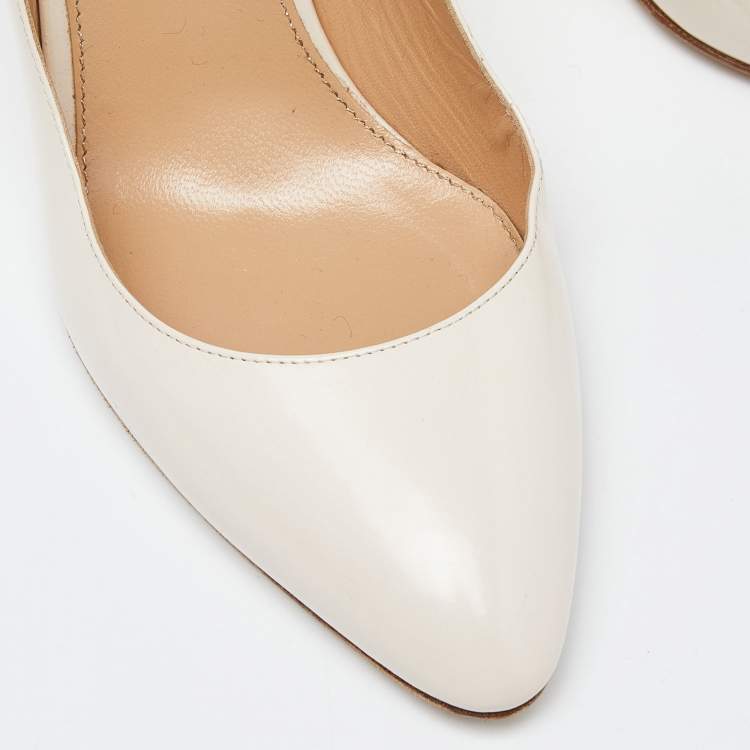 Pre Owned Sergio Rossi Beige Leather Slingback Pumps Size 38