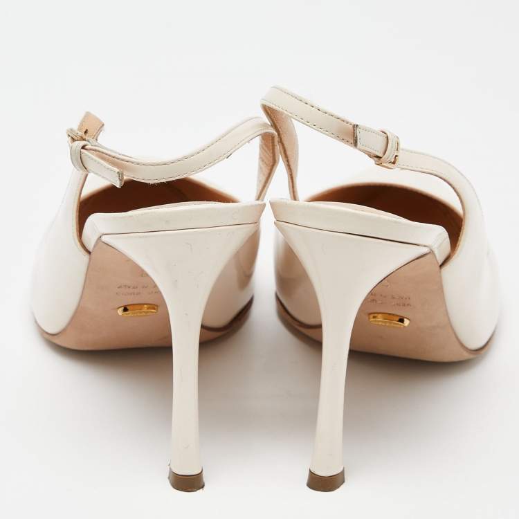 Pre Owned Sergio Rossi Beige Leather Slingback Pumps Size 38