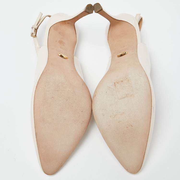 Pre Owned Sergio Rossi Beige Leather Slingback Pumps Size 38