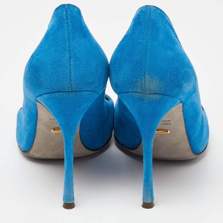 مملوكة مسبقًا Sergio Rossi Navy Blue Suede Pointed Toe Pumps Size 36.5