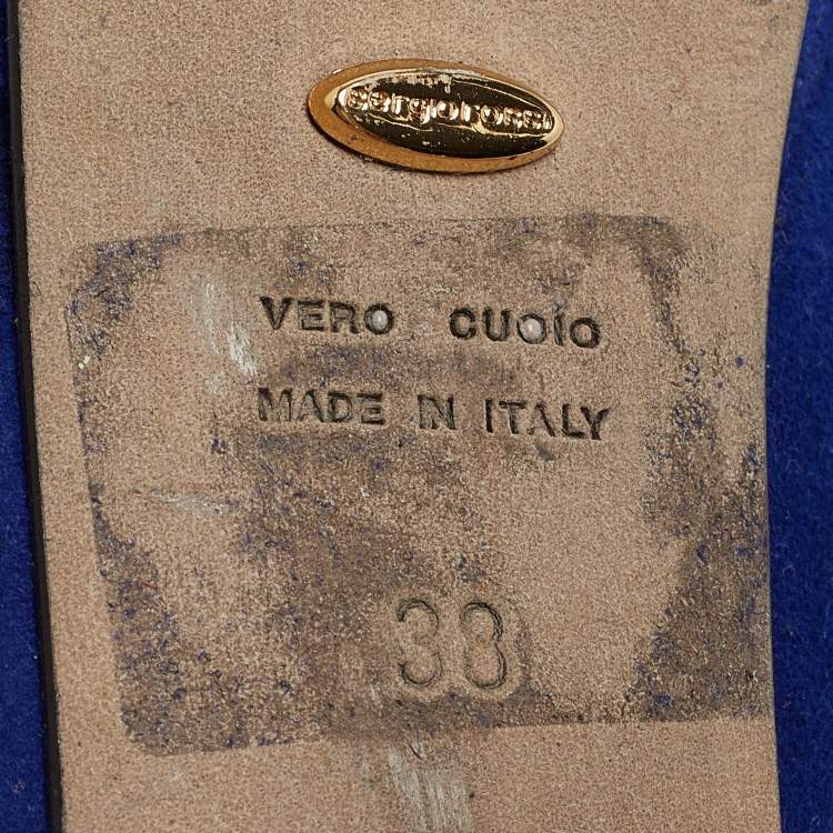 Pre Owned Sergio Rossi Blue Suede Platform Pumps Size 38