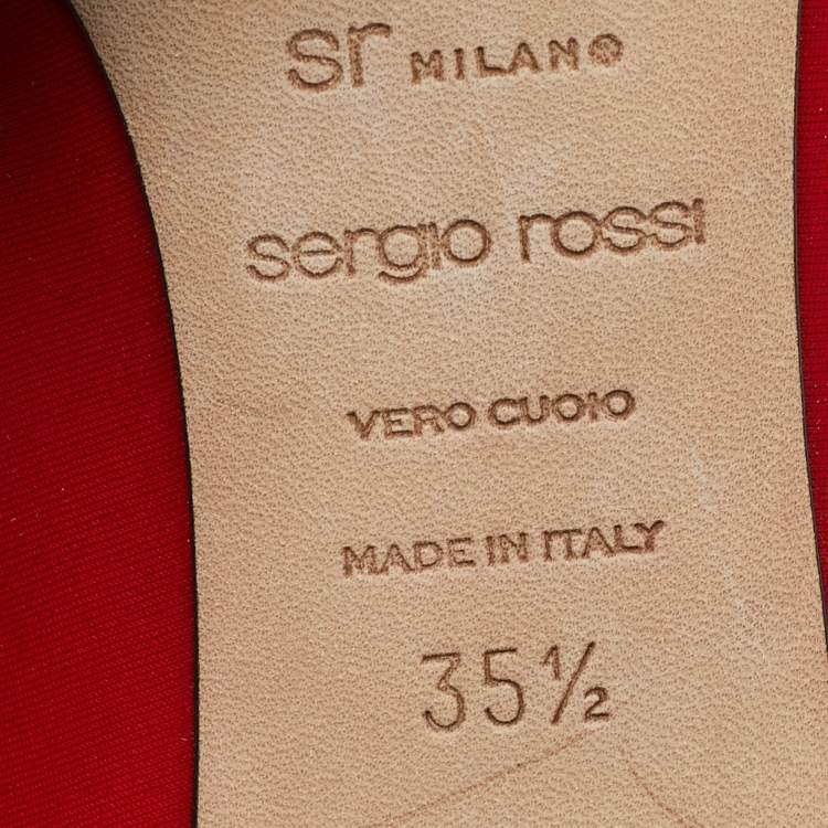 Pre Owned Sergio Rossi Red Satin Buckle Pumps Size 35.5