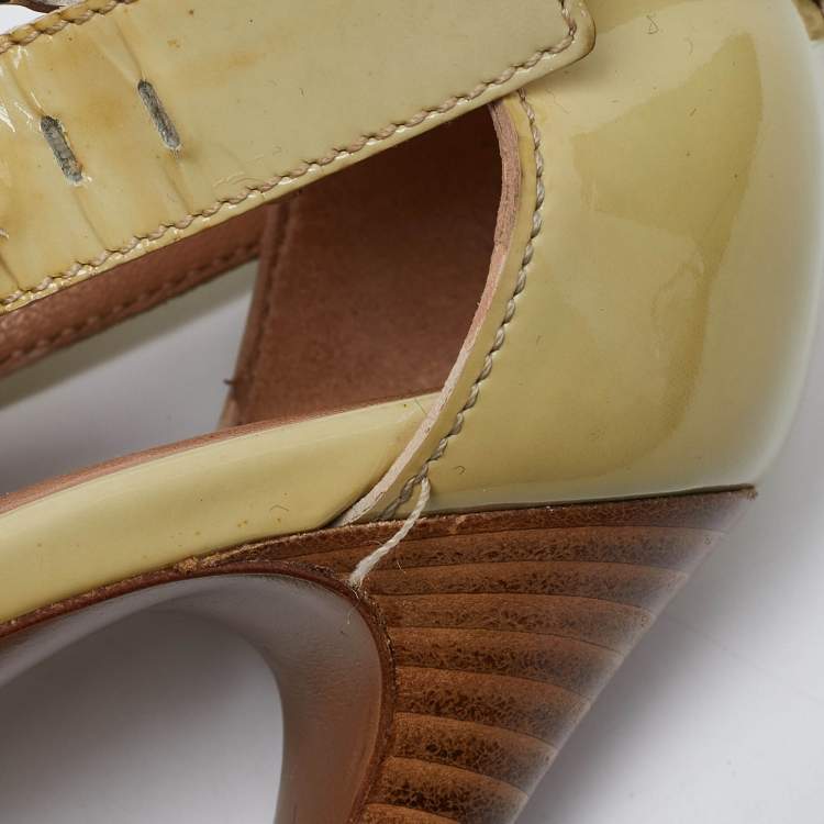 Pre Owned Sergio Rossi Beige Patent Leather Strappy Sandals Size 37