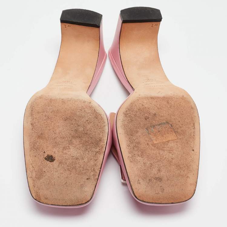 Pre Owned Sergio Rossi Pink Leather Slide Sandals Size 38.5