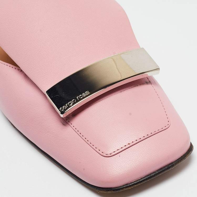 Pre Owned Sergio Rossi Pink Leather Slide Sandals Size 38.5