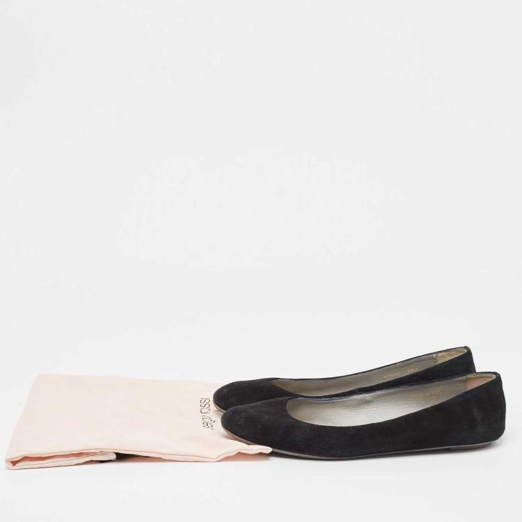 Pre Owned Sergio Rossi Black Suede Round Toe Ballet Flats Size 39.5