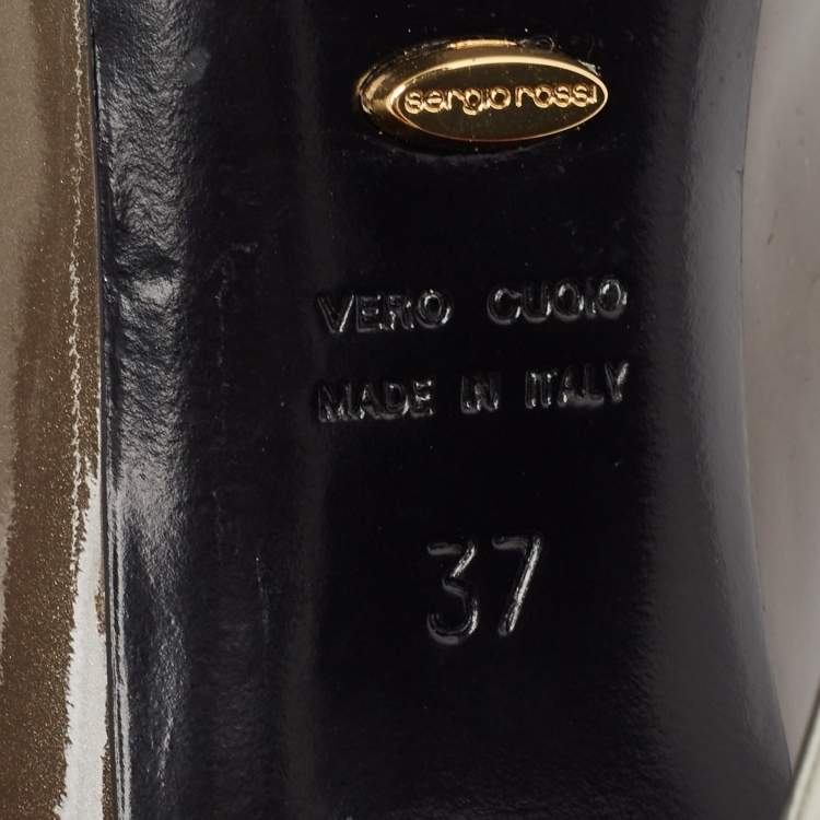 Pre Owned Sergio Rossi Grey/Black Patent Leather Cap Toe Pumps Sie 37