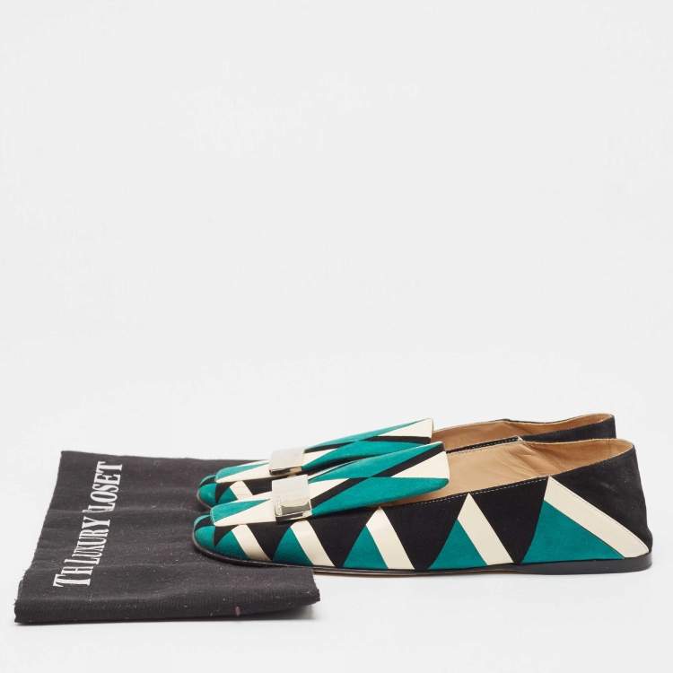 Pre Owned Sergio Rossi Multicolor Suede Flat Mules Size 36