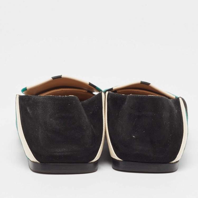 Pre Owned Sergio Rossi Multicolor Suede Flat Mules Size 36