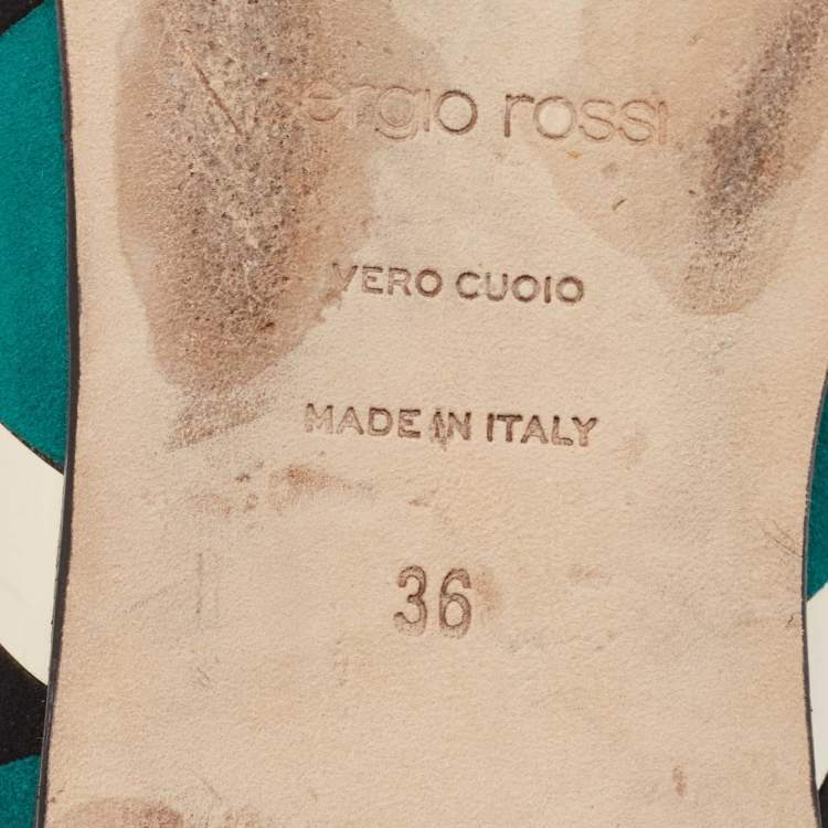 Pre Owned Sergio Rossi Multicolor Suede Flat Mules Size 36