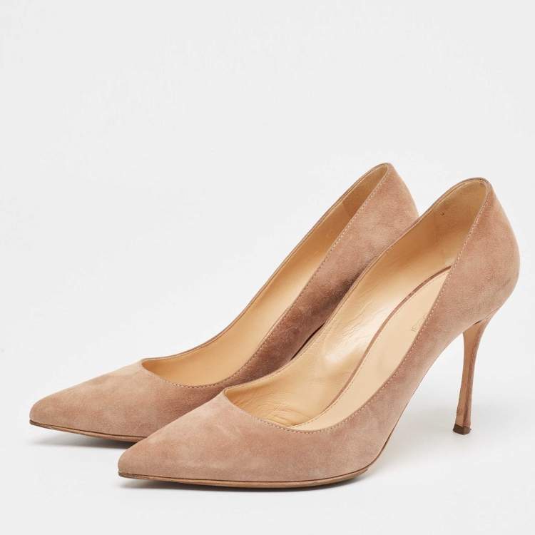 Pre Owned Sergio Rossi Beige Suede Pointed Toe Pumps Size 39