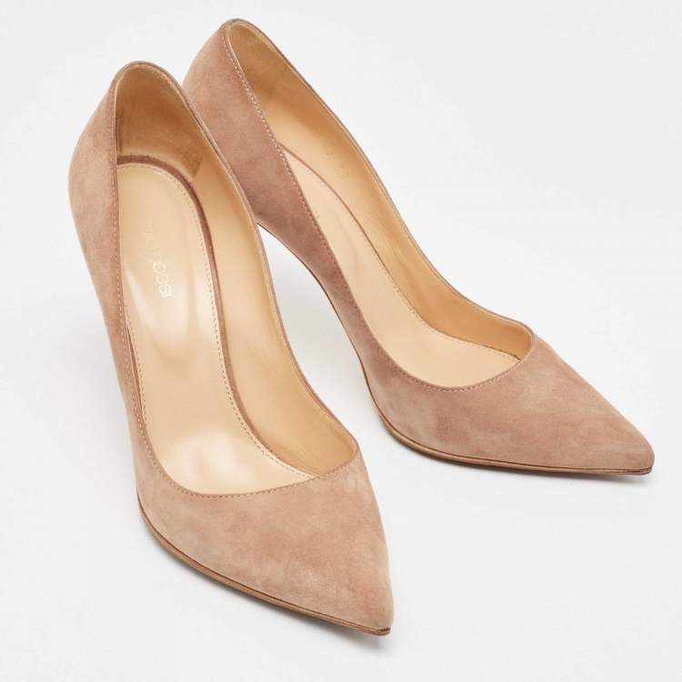 Pre Owned Sergio Rossi Beige Suede Pointed Toe Pumps Size 39