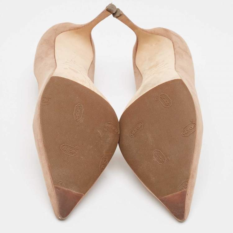 Pre Owned Sergio Rossi Beige Suede Pointed Toe Pumps Size 39