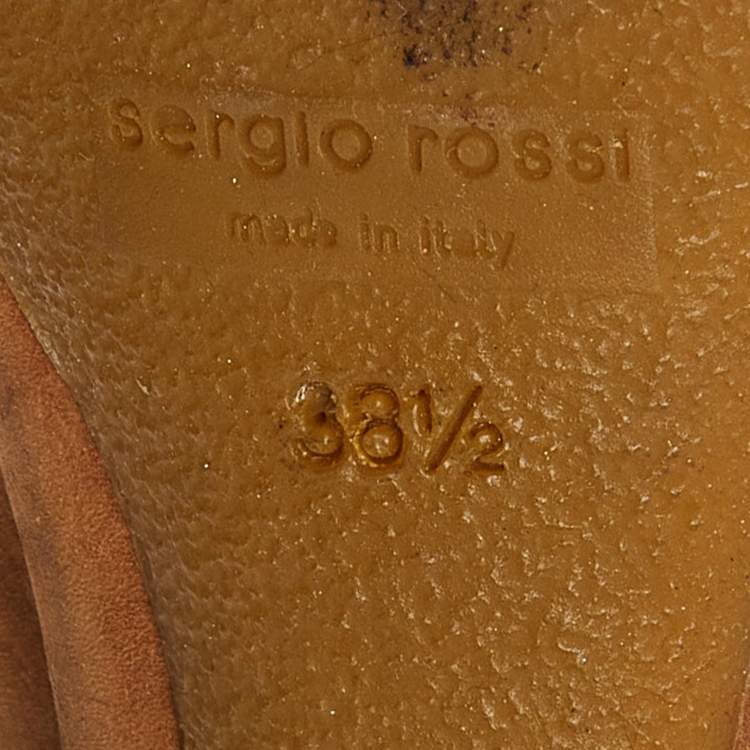 Pre Owned Sergio Rossi Brown Nubuck Leather Zip Platform Mules Size 38.5