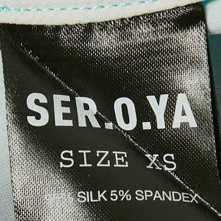 مملوكة مسبقًا Ser.o.ya Blue Abstract Print Satin Silvana Maxi Skirt XS