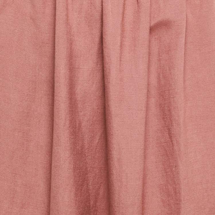 Pre Owned Shona Joy Pink Linen Blend Cut-Out Maxi Dress M