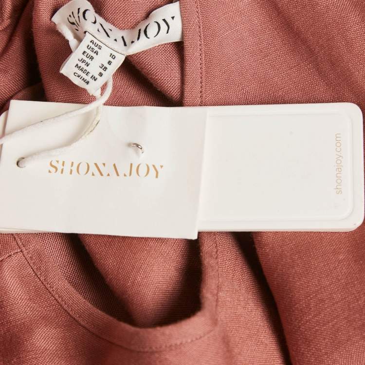 Pre Owned Shona Joy Pink Linen Blend Cut-Out Maxi Dress M