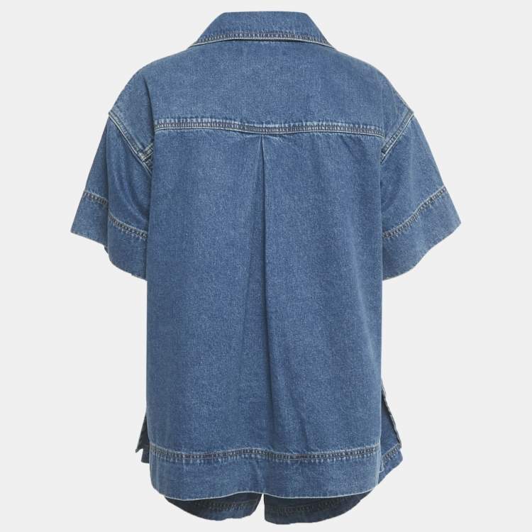 مملوكة مسبقًا Shona Joy Blue Denim Top and Shorts Set M/L