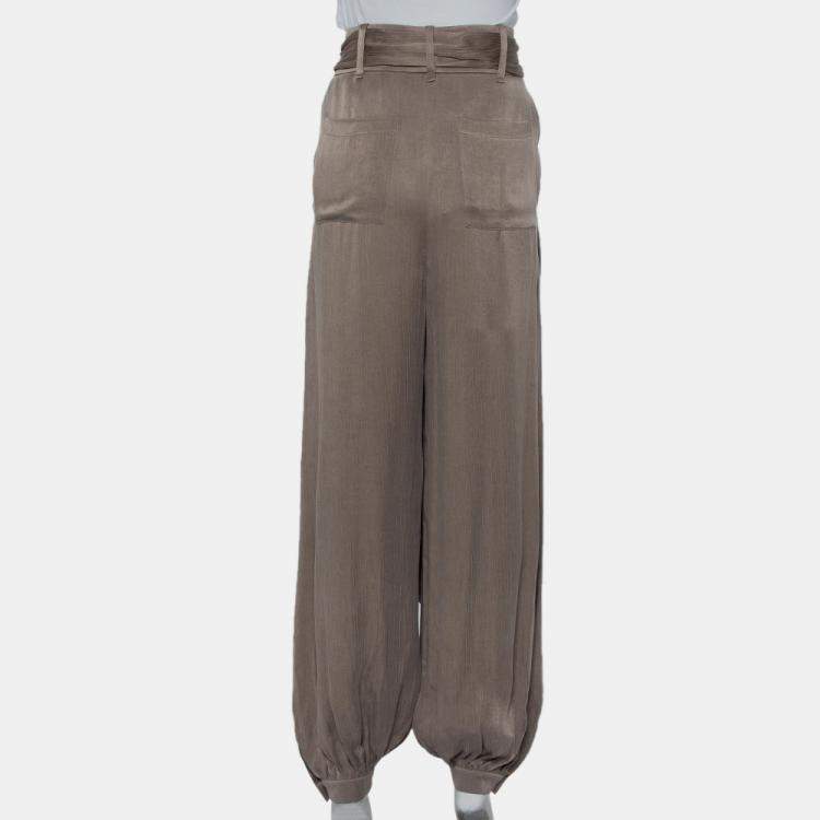 Pre Owned Shona Joy Olive Green Textured belted Elton Joggers M