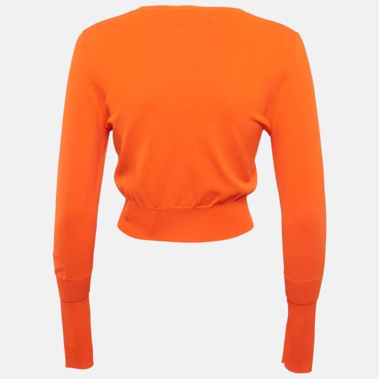 Pre Owned Sies Marjan Orange Knit Gwin Crop Crew Sweater M