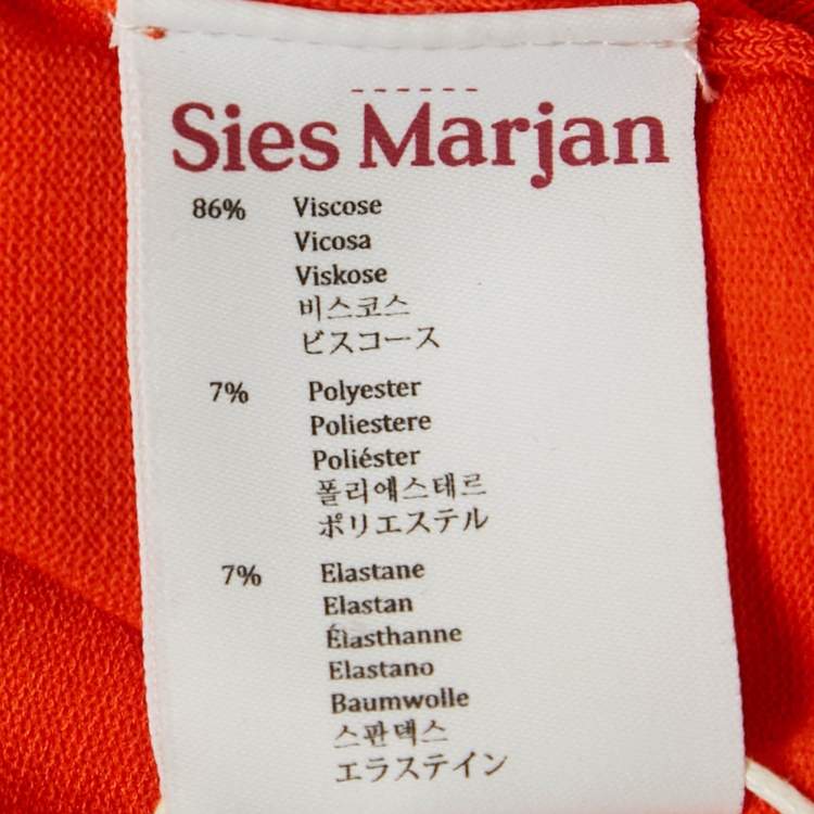 Pre Owned Sies Marjan Orange Knit Gwin Crop Crew Sweater M
