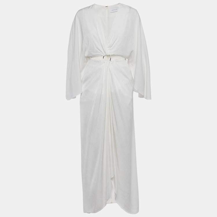 Pre Owned Significant Other White Textured Crepe Provence Cutout Maxi Dress S