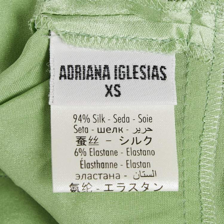 Pre Owned Silk Roads by Adriana Iglesias Mint Green Silk Front Tie -Up Lanna Top XS