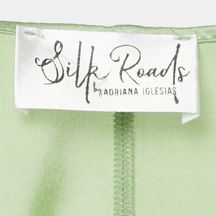 Pre Owned Silk Roads by Adriana Iglesias Mint Green Silk Front Tie -Up Lanna Top XS