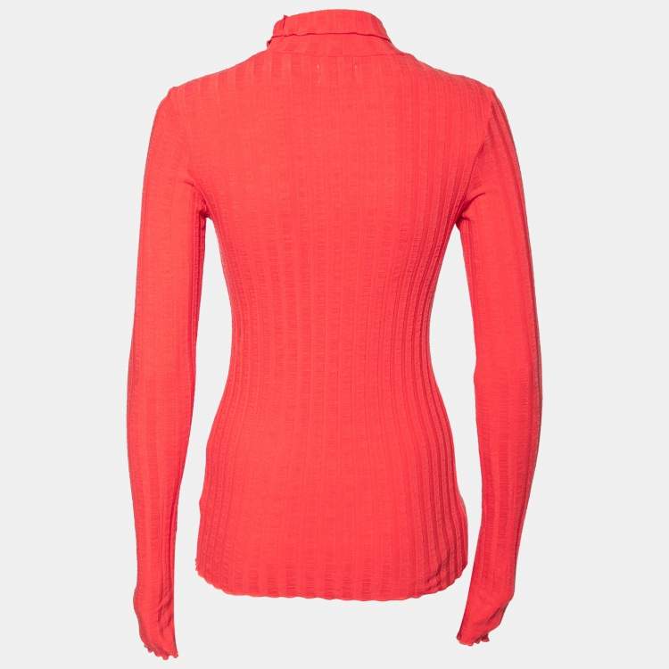 Pre Owned Simon Miller Orange Rib Knit Long Sleeve Turtle Neck Sweater L
