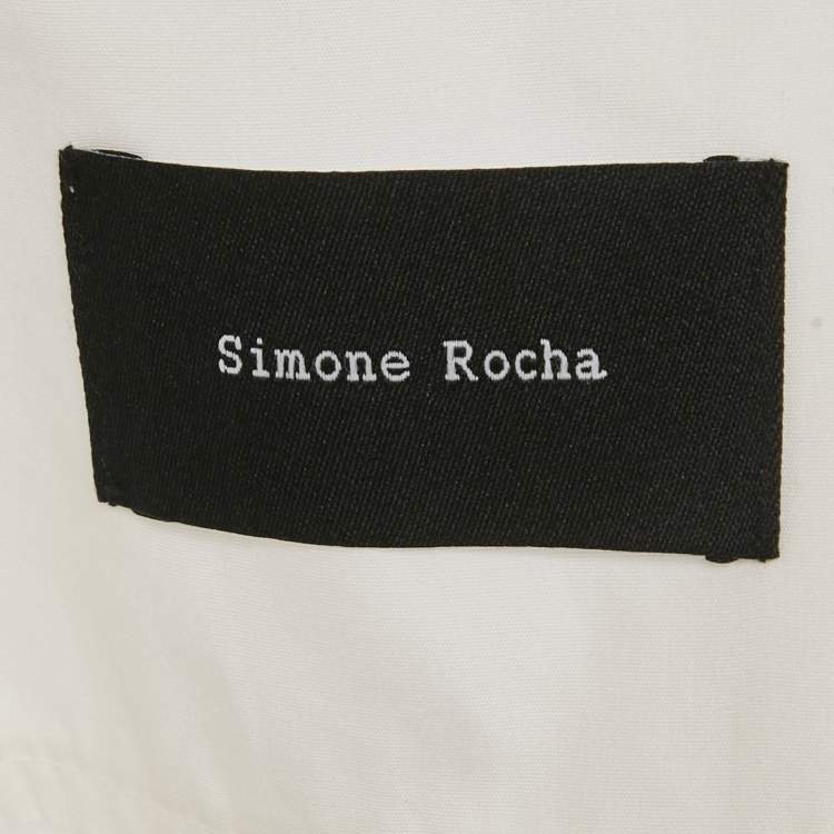 Pre Owned Simone Rocha White Cotton Gathered Sleeve Detail Shirt M