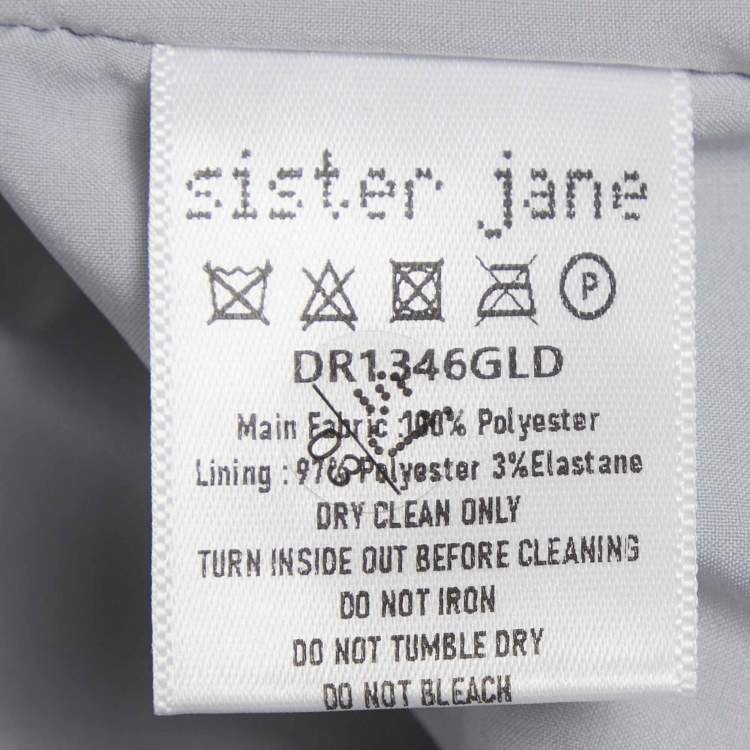 Pre Owned Sister Jane Gold/Silver Floral Pattern Jacquard Puff Sleeve Mini Dress S